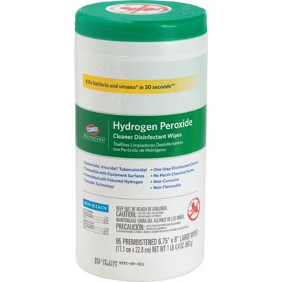 Clorox Healthcare Hydrogen Peroxide Disinfectant Wipes - 6.75"x 9" (95 / canister)