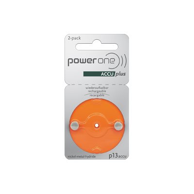 Power One ACCU Plus Rechargeable Batteries, size 13 (2 / card)