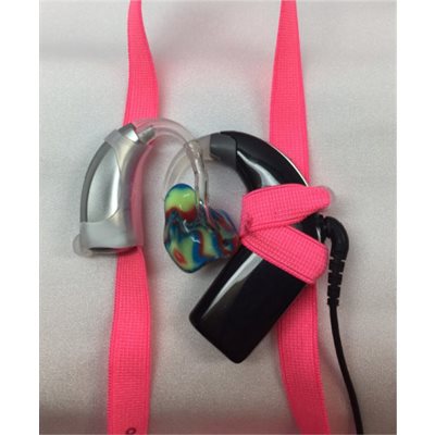 Ear Suspenders Bimodal (CI / HA) Headband - Neon Pink, Child Size