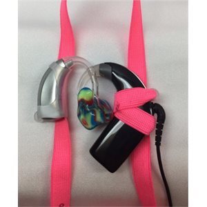 Ear Suspenders Bimodal (CI / HA) Headband - Neon Pink, Child Size