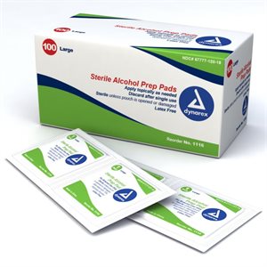 Alcohol Prep Pads, Sterile - Large Size (100 / box)