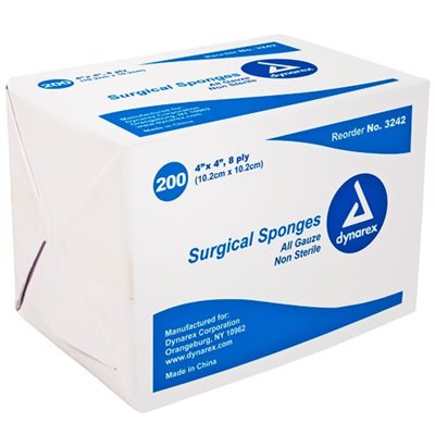 Gauze Pads - Non-Sterile, 8-Ply, 4" X 4" (200 / pk)