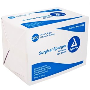 Gauze Pads - Non-Sterile, 8-Ply, 4" X 4" (200 / pk)