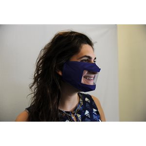 Smile Mask Reusable Cloth Face Mask with Transparent Panel - Navy Blue (each)