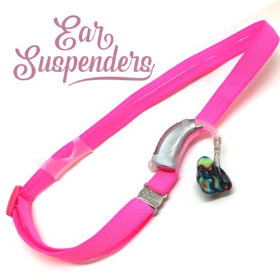 Ear Suspenders Hearing Aid Headband - Neon Pink, Child Size