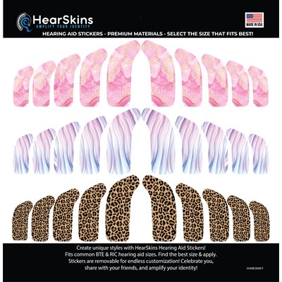 HearSkins Hearing Aid Stickers - Marble Theme (30 / sheet)