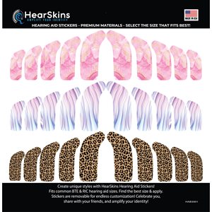 HearSkins Hearing Aid Stickers - Marble Theme (30 / sheet)