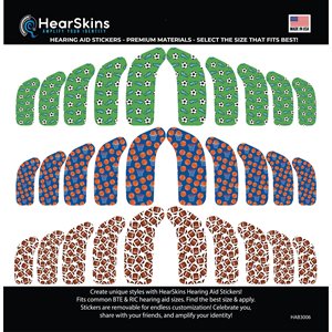 HearSkins Hearing Aid Stickers - Play Ball Theme (30 / sheet)