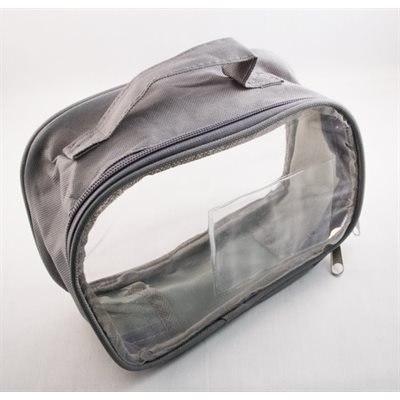 Hearing Aid Care Zipper Bag - Gray Color with Clear Plastic Top