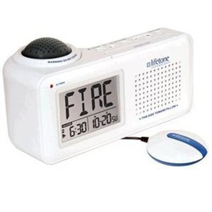 Lifetone HLAC151 Bedside Fire Alarm & Clock with Bed Shaker