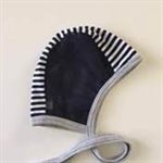 Pilot Cap for Hearing Aids - Navy & White Stripe with Navy Mesh, Size 12-18 Months