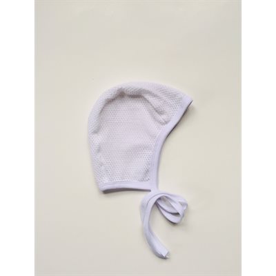 Pilot Cap for Hearing Aids - Solid White Mesh, Size 12-18 Months