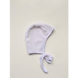 Pilot Cap for Hearing Aids - Solid White Mesh, Size 6-12 Months