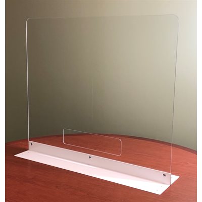 Countertop Shield - 32" Clear Acrylic with Double Side Base & Pass Thru