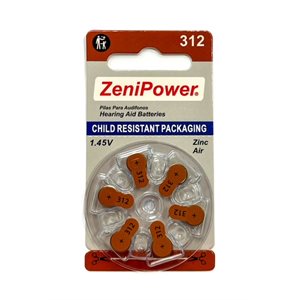 ZeniPower MF Batteries, size 312 (10 cards of 6 batt)