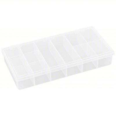 12 Compartment Plastic Storage Case w / Fixed Dividers - Small, 8.25"L x 4.38"W x 1.38"H