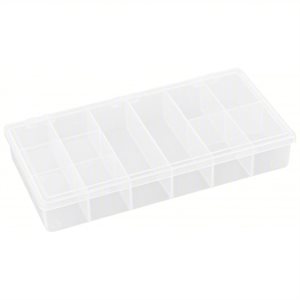 12 Compartment Plastic Storage Case w / Fixed Dividers - Small, 8.25"L x 4.38"W x 1.38"H