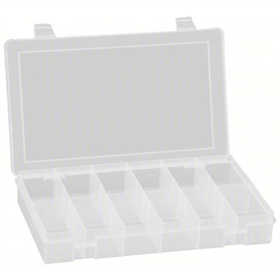 12 Compartment Plastic Storage Case w / Fixed Dividers - Large, 10.87"L x 6.75"W x 1.75"H