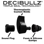 Decibullz Custom Molded Earplugs - Black